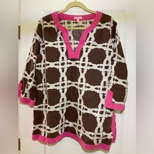 Lilly Pulitzer Brown and Pink Tunic Top